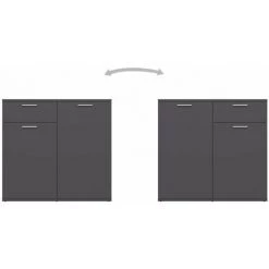 HAPPYSHOPPING Buffet Gris 80x36x75 Cm Agglomere 9 HAPPYSHOPPING Buffet Gris 80x36x75 Cm Agglomere -Buffet et enfilade Soldes 40759984 5