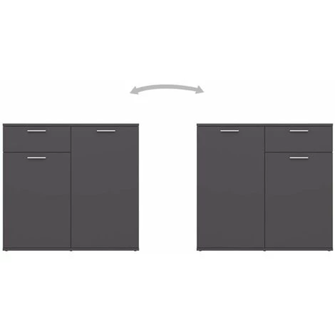 HAPPYSHOPPING Buffet Gris 80x36x75 Cm Agglomere 5 HAPPYSHOPPING Buffet Gris 80x36x75 Cm Agglomere – Image 5