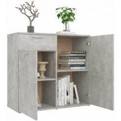 HAPPYSHOPPING Buffet Gris Beton 80x36x75 Cm Agglomere -Buffet et enfilade Soldes 40759986 4