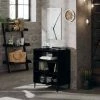 HAPPYSHOPPING Buffet Noir Brillant 57x35x70 Cm Agglomere