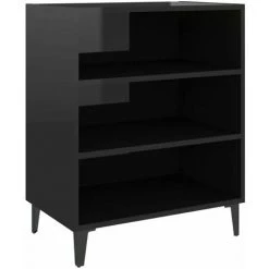HAPPYSHOPPING Buffet Noir Brillant 57x35x70 Cm Agglomere -Buffet et enfilade Soldes 40760113 2