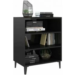 HAPPYSHOPPING Buffet Noir Brillant 57x35x70 Cm Agglomere -Buffet et enfilade Soldes 40760113 3