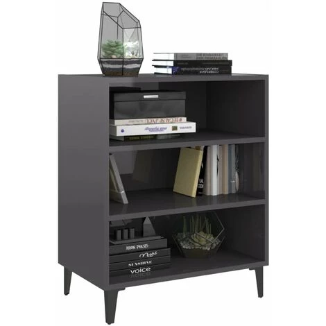 HAPPYSHOPPING Buffet Gris Brillant 57x35x70 Cm Agglomere 3 HAPPYSHOPPING Buffet Gris Brillant 57x35x70 Cm Agglomere – Image 3