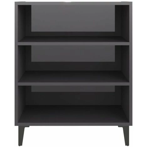 HAPPYSHOPPING Buffet Gris Brillant 57x35x70 Cm Agglomere 4 HAPPYSHOPPING Buffet Gris Brillant 57x35x70 Cm Agglomere – Image 4