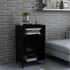 HAPPYSHOPPING Buffet Noir Brillant 57x35x90 Cm Agglomere