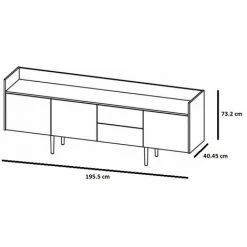 CAESAROO Buffet Salon 195x40 Cm Blanc Mat Et Noyer Avec Trois Portes Et Deux Tiroirs | Blanc Et Noyer 9 CAESAROO Buffet Salon 195x40 Cm Blanc Mat Et Noyer Avec Trois Portes Et Deux Tiroirs | Blanc Et Noyer -Buffet et enfilade Soldes 40907919 5