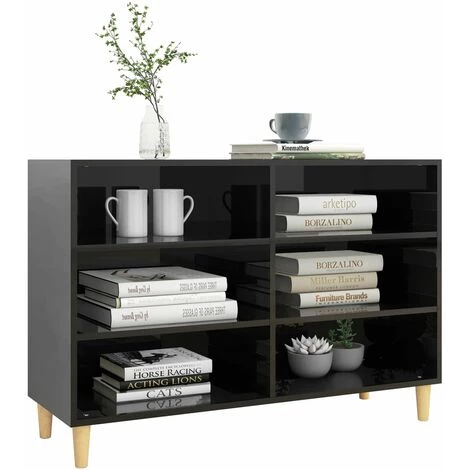 Buffet 103,5x35x70 Cm Aggloméré Noir Brillant VidaXL 3 Buffet 103,5x35x70 Cm Aggloméré Noir Brillant VidaXL – Image 3