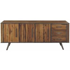 ZAGO Enfilade 3 Portes Bois Et Métal Cusco - Naturel Foncé