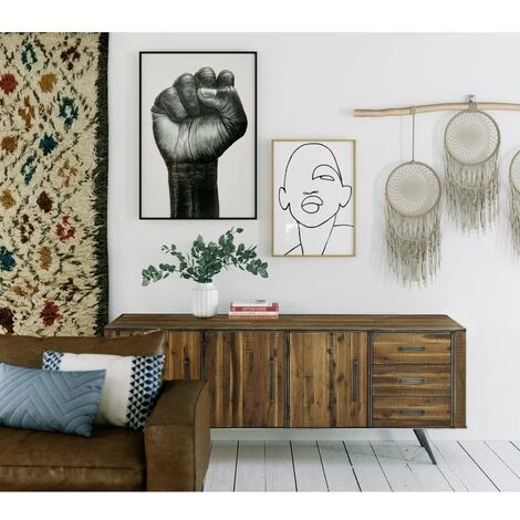 ZAGO Enfilade 3 Portes Bois Et Métal Cusco - Naturel Foncé 2 ZAGO Enfilade 3 Portes Bois Et Métal Cusco - Naturel Foncé – Image 2