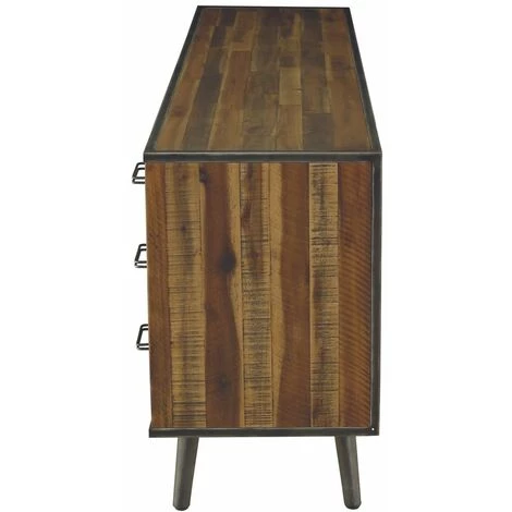 ZAGO Enfilade 3 Portes Bois Et Métal Cusco - Naturel Foncé 5 ZAGO Enfilade 3 Portes Bois Et Métal Cusco - Naturel Foncé – Image 5