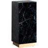 LES TENDANCES Meuble 1 Porte Art Déco Verre Cristal Teinté Noir Marbré Et Acier Doré Kola 90 Cm