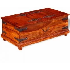 HAPPYSHOPPING Coffre De Rangement Bois Massif De Sesham 90 X 50 X 35 Cm -Buffet et enfilade Soldes 41371194 3