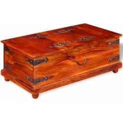 HAPPYSHOPPING Coffre De Rangement Bois Massif De Sesham 90 X 50 X 35 Cm -Buffet et enfilade Soldes 41371194 4