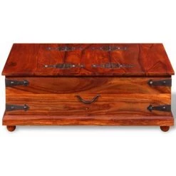 HAPPYSHOPPING Coffre De Rangement Bois Massif De Sesham 90 X 50 X 35 Cm -Buffet et enfilade Soldes 41371194 5
