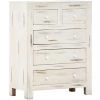HAPPYSHOPPING Armoire A Tiroirs Blanc 58 X 30 X 75 Cm Bois D'acacia Massif