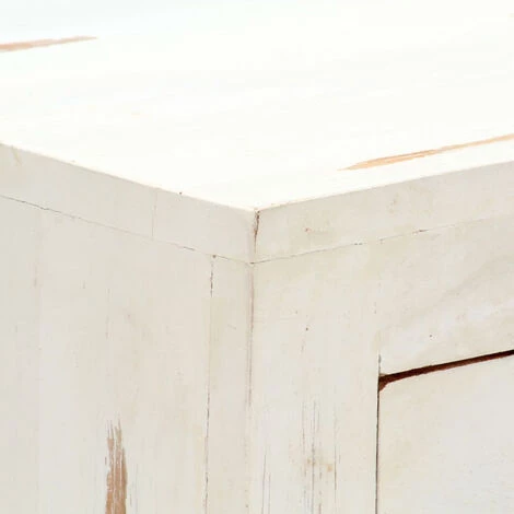 HAPPYSHOPPING Armoire A Tiroirs Blanc 58 X 30 X 75 Cm Bois D'acacia Massif 5 HAPPYSHOPPING Armoire A Tiroirs Blanc 58 X 30 X 75 Cm Bois D'acacia Massif – Image 5