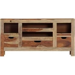 HAPPYSHOPPING Buffet Gris 100 X 30 X 50 Cm Bois Massif De Sesham -Buffet et enfilade Soldes 41372327 5