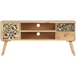HAPPYSHOPPING Meuble TV 100 X 30 X 45 Cm Bois Massif De Manguier 9 HAPPYSHOPPING Meuble TV 100 X 30 X 45 Cm Bois Massif De Manguier -Buffet et enfilade Soldes 41372378 5