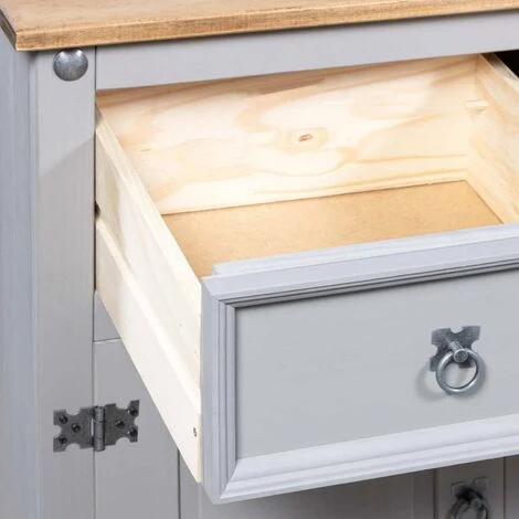 HAPPYSHOPPING Buffet Pin Mexicain Massif Gamme Corona Gris 132 X 43 X 78 Cm 2 HAPPYSHOPPING Buffet Pin Mexicain Massif Gamme Corona Gris 132 X 43 X 78 Cm – Image 2