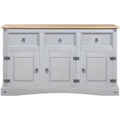 HAPPYSHOPPING Buffet Pin Mexicain Massif Gamme Corona Gris 132 X 43 X 78 Cm 8 HAPPYSHOPPING Buffet Pin Mexicain Massif Gamme Corona Gris 132 X 43 X 78 Cm -Buffet et enfilade Soldes 41372592 4