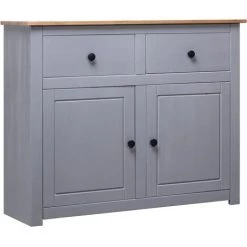 HAPPYSHOPPING Buffet Gris 93x40x80 Cm Pin Solide Assortiment Panama