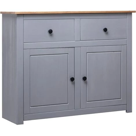 HAPPYSHOPPING Buffet Gris 93x40x80 Cm Pin Solide Assortiment Panama 1 HAPPYSHOPPING Buffet Gris 93x40x80 Cm Pin Solide Assortiment Panama