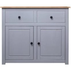 HAPPYSHOPPING Buffet Gris 93x40x80 Cm Pin Solide Assortiment Panama 8 HAPPYSHOPPING Buffet Gris 93x40x80 Cm Pin Solide Assortiment Panama -Buffet et enfilade Soldes 41372625 4