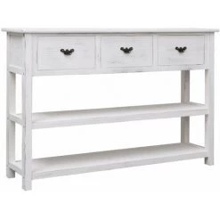 HAPPYSHOPPING Buffet Antique Blanc 115 X 30 X 76 Cm Bois