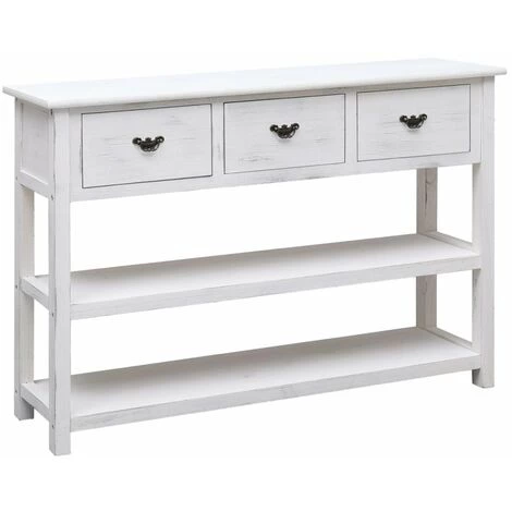 HAPPYSHOPPING Buffet Antique Blanc 115 X 30 X 76 Cm Bois 2 HAPPYSHOPPING Buffet Antique Blanc 115 X 30 X 76 Cm Bois – Image 2