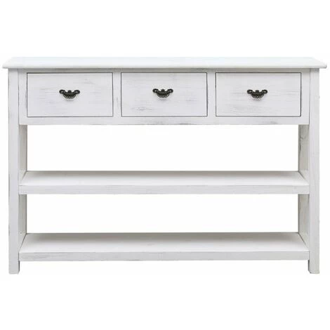 HAPPYSHOPPING Buffet Antique Blanc 115 X 30 X 76 Cm Bois 3 HAPPYSHOPPING Buffet Antique Blanc 115 X 30 X 76 Cm Bois – Image 3