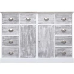 HAPPYSHOPPING Buffet Avec 10 Tiroirs Gris 113 X 30 X 79 Cm Bois 7 HAPPYSHOPPING Buffet Avec 10 Tiroirs Gris 113 X 30 X 79 Cm Bois -Buffet et enfilade Soldes 41372682 3