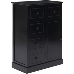 HAPPYSHOPPING Buffet Avec 10 Tiroirs Noir 113 X 30 X 79 Cm Bois -Buffet et enfilade Soldes 41372684 5