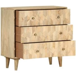 HAPPYSHOPPING Commode 75 X 35 X 75 Cm Bois De Manguier Massif -Buffet et enfilade Soldes 41372768 4