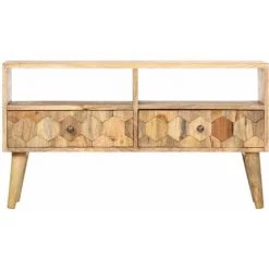 HAPPYSHOPPING Meuble TV 90x30x50 Cm Bois De Manguier Solide -Buffet et enfilade Soldes 41372818 3