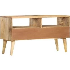 HAPPYSHOPPING Meuble TV 90x30x50 Cm Bois De Manguier Solide -Buffet et enfilade Soldes 41372818 5