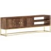 HAPPYSHOPPING Meuble TV 140 X 30 X 30 Cm Bois Massif De Manguier