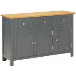 HAPPYSHOPPING Buffet 110x33,5x70 Cm Bois De Chene Massif