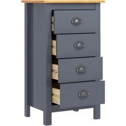 HAPPYSHOPPING Buffet Hill Range Gris 46x35x80 Cm Bois De Pin Solide -Buffet et enfilade Soldes 41372975 5