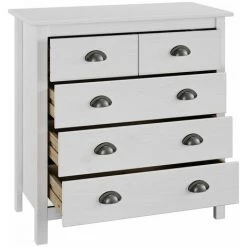 HAPPYSHOPPING Buffet Hill Range Blanc 79x40x80 Cm Bois De Pin Solide -Buffet et enfilade Soldes 41372978 3