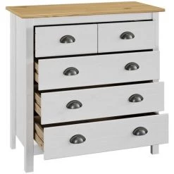 HAPPYSHOPPING Buffet Hill Range Blanc 79x40x80 Cm Bois De Pin Solide -Buffet et enfilade Soldes 41372980 3