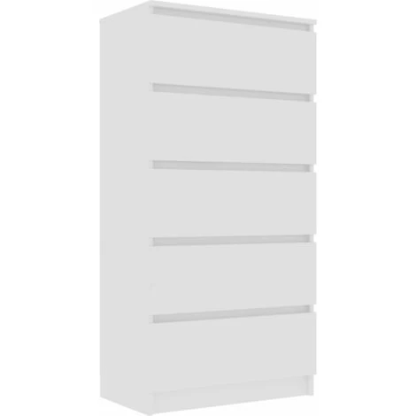 HAPPYSHOPPING Buffet A Tiroirs Blanc 60x35x121 Cm Agglomere 2 HAPPYSHOPPING Buffet A Tiroirs Blanc 60x35x121 Cm Agglomere – Image 2