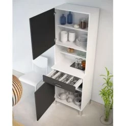 LES TENDANCES Buffet De Cuisine L 60 Cm - Gris Mat -Buffet et enfilade Soldes 41976395 3