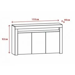 HUCOCO MELIS - Buffet Style Moderne Salon - 155x92x40 - 3 Portes+tablette Ouverte - Blanc -Buffet et enfilade Soldes 41977249 4