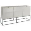 LES TENDANCES Buffet 3 Portes Bois Laqué Et Pieds Métal Noir Ciora - Couleur Pearl