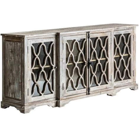 LES TENDANCES Buffet 4 Portes Pin Massif Recyclé Blanc Cassé Vieilli Armina 1 LES TENDANCES Buffet 4 Portes Pin Massif Recyclé Blanc Cassé Vieilli Armina