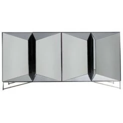 LES TENDANCES Buffet Design 4 Portes Miroir Argenté Kares 180 Cm