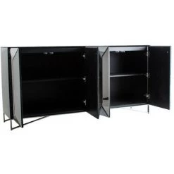 LES TENDANCES Buffet Design 4 Portes Miroir Argenté Kares 180 Cm -Buffet et enfilade Soldes 41994539 3
