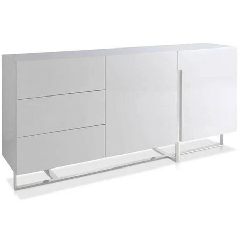 LES TENDANCES Buffet 2 Portes 3 Tiroirs Bois Laqué Et Pieds Acier Inoxydable Drezia - Couleur Gris Foncé 1 LES TENDANCES Buffet 2 Portes 3 Tiroirs Bois Laqué Et Pieds Acier Inoxydable Drezia - Couleur Gris Foncé