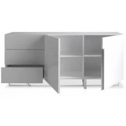 LES TENDANCES Buffet 2 Portes 3 Tiroirs Bois Laqué Et Pieds Acier Inoxydable Drezia - Couleur Gris Foncé 5 LES TENDANCES Buffet 2 Portes 3 Tiroirs Bois Laqué Et Pieds Acier Inoxydable Drezia - Couleur Gris Foncé -Buffet et enfilade Soldes 41995311 3