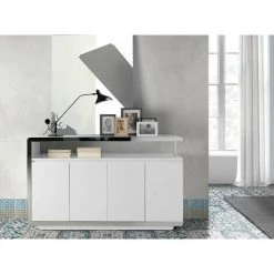 LES TENDANCES Buffet Design 4 Portes Bois Laqué Orange Et Acier Chromé Modena 9 LES TENDANCES Buffet Design 4 Portes Bois Laqué Orange Et Acier Chromé Modena -Buffet et enfilade Soldes 41995357 5